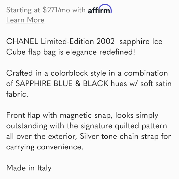 CHANEL Limited-Edition sapphire Ice Cube flap bag 2002 - Picture 9 of 9